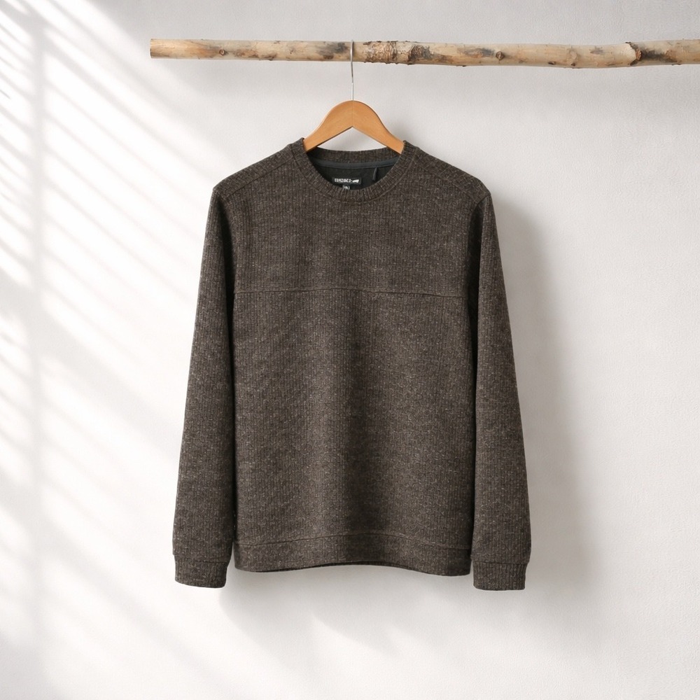 Toad&Co Breithorn Crew Sweater Mens Medium Charcoal Brown Recycled‎ Wool Ribbed